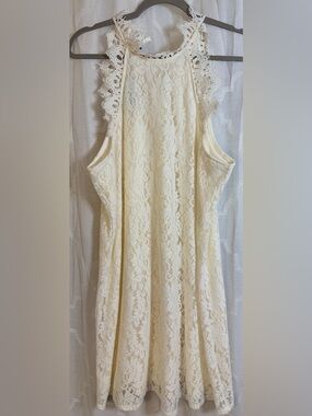 Maurices Lace Halter Tank Ivory NWT | Crochet Trim | Boho Romantic | Size L